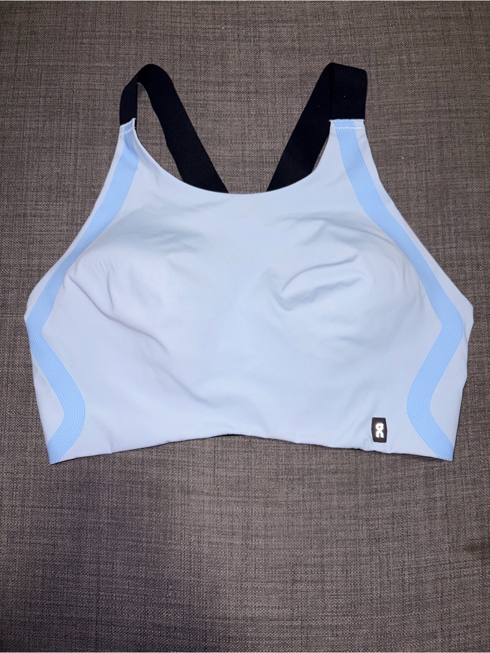 On Running Light Blue Sports Bra with Black Straps